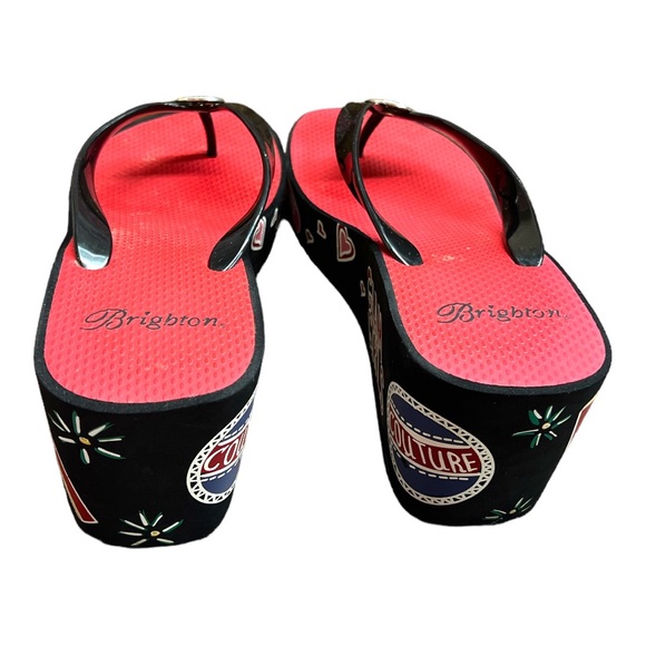 Brighton Mode Sandals Womens sz 7 Platform Wedge Thongs Walking Shoes Red - Picture 3 of 4